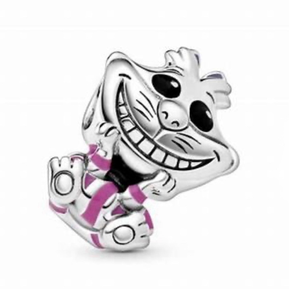 Pandora Disney Cheshire Cat Silver 925 Charm with Pink Stripes